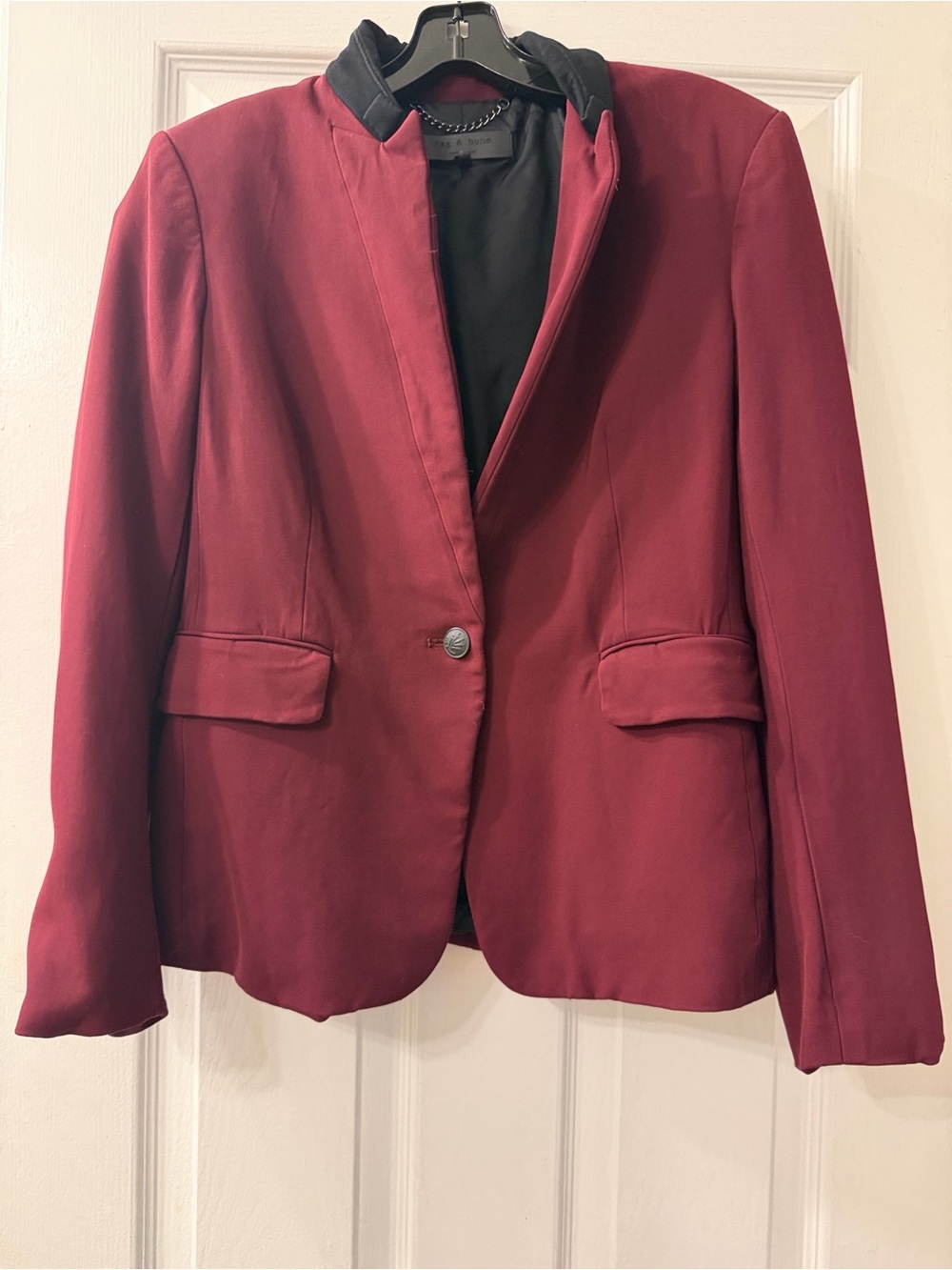 rag & bone Burgundy Blazer with Black Collar Trim